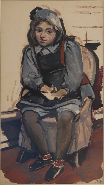 Daughter of the artist 1946  gouache on cardboard